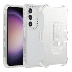 Per Samsung Galaxy S24 5G Custodia per telefono PC+TPU satinata con clip posteriore (Bianco)
