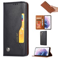 Per Samsung Galaxy S24+ 5G Custodia per telefono in pelle con texture pelle impastata (nera)