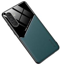 Per Samsung Galaxy S24 5G Custodia per telefono in vetro organico in pelle all-inclusive con lamiera di ferro (verde)