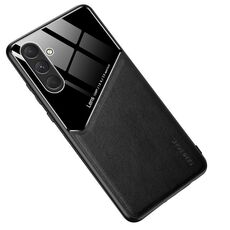 Per Samsung Galaxy S24 5G Custodia per telefono in pelle di vetro organico all-inclusive con lamiera di ferro (nero)