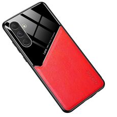 Per Samsung Galaxy S24 5G Custodia per telefono in pelle di vetro organico all-inclusive con lamiera di ferro (rosso)