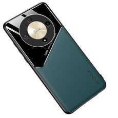 Custodia per telefono in vetro organico in pelle all-inclusive per Honor X9b (verde)