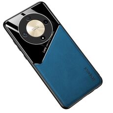 Custodia per telefono in vetro organico in pelle all-inclusive per Honor X9b (blu)