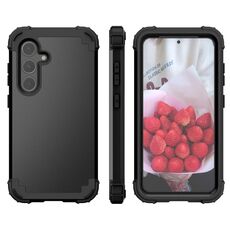 Per Samsung Galaxy S24+ 5G Custodia per telefono antiurto per PC ibrida in silicone 3 in 1 (nera)