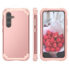 Per Samsung Galaxy S24+ 5G 3 in 1 Custodia per telefono antiurto per PC ibrida in silicone (oro rosa)
