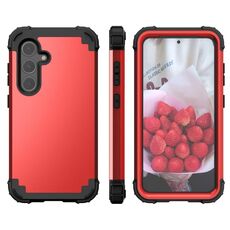 Per Samsung Galaxy S24+ 5G 3 in 1 Custodia per telefono antiurto per PC ibrida in silicone (rossa)