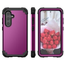Per Samsung Galaxy S24+ 5G 3 in 1 Custodia per telefono antiurto in silicone ibrido per PC (viola scuro)