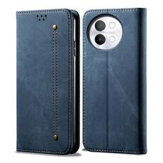 Custodia per telefono in pelle flip con texture denim per vivo S18e (blu)