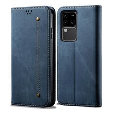 Custodia per telefono in pelle flip con texture denim per vivo S18 Pro (blu)