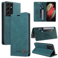 Per Samsung Galaxy S21 Ultra 5G Skin Feel Custodia antifurto con custodia in pelle a vibrazione orizzontale con supporto (blu)