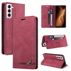 Per Samsung Galaxy S22 5G Skin Feel Custodia antifurto in pelle con vibrazione orizzontale con supporto (Vino Rosso)