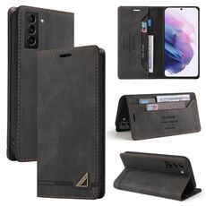 Per Samsung Galaxy S22+ 5G Skin Feel Spazzola antifurto Custodia in pelle con vibrazione orizzontale con supporto (Nero)