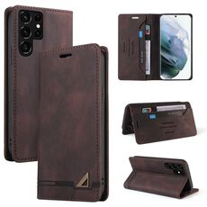 Per Samsung Galaxy S22 Ultra 5G Skin Feel Custodia antifurto in pelle con vibrazione orizzontale con supporto (marrone)