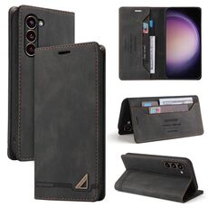 Per Samsung Galaxy S24+ 5G Skin Feel Spazzola antifurto Custodia in pelle con vibrazione orizzontale con supporto (Nero)