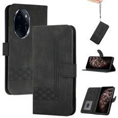 Custodia per telefono in pelle Flip Cubic Skin Feel per Honor 100 Pro (nera)
