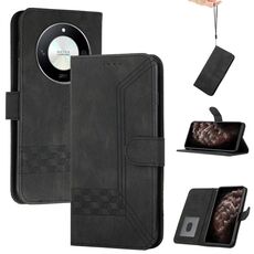 Custodia per telefono in pelle Flip Cubic Skin Feel per Honor X50 / X9b (nera)