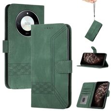 Custodia per telefono in pelle Flip Cubic Skin Feel per Honor X50 / X9b (verde)