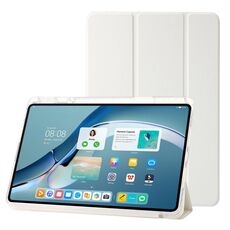 Per Huawei Matepad 11 Pro 2024 Custodia tablet in pelle tripla acrilica trasparente (bianca)