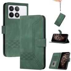 Custodia per telefono in pelle Flip Cubic Skin Feel per Xiaomi Redmi K70 (verde)
