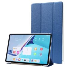 Custodia tablet in pelle tripla per Huawei MatePad Pro 11 2024 con texture seta (blu scuro)