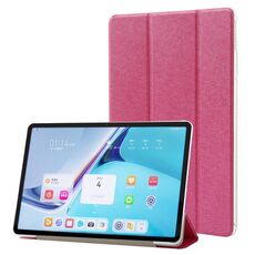 Custodia per tablet in pelle tripla con texture setosa per Huawei MatePad Pro 11 2024 (rosa rosso)