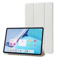 Custodia per tablet in pelle tripla con texture seta per Huawei MatePad Pro 11 2024 (bianca)