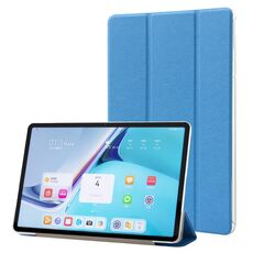 Per Huawei MatePad Pro 11 2024 Custodia tablet in pelle 3 pieghe con texture seta (azzurro)