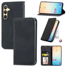 Custodia per telefono in pelle magnetica retro Skin Feel per Samsung Galaxy S24+ 5G (nera)