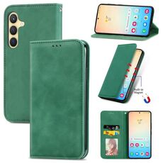 Custodia per telefono in pelle magnetica retro Skin Feel per Samsung Galaxy S24+ 5G (verde)