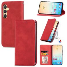 Custodia per telefono in pelle magnetica retro Skin Feel per Samsung Galaxy S24+ 5G (rossa)