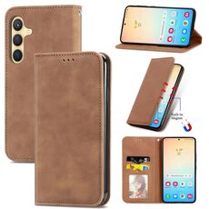 Custodia per telefono in pelle magnetica retro Skin Feel per Samsung Galaxy S24+ 5G (marrone)