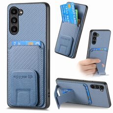 Custodia pieghevole per telefono con supporto pieghevole per Samsung Galaxy S22+ 5G in fibra di carbonio (blu)