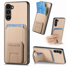 Custodia pieghevole per telefono con supporto pieghevole per Samsung Galaxy S22+ 5G in fibra di carbonio (cachi)