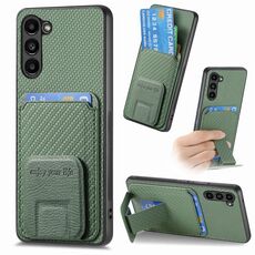Custodia pieghevole per telefono con supporto pieghevole per Samsung Galaxy S22+ 5G in fibra di carbonio (verde)