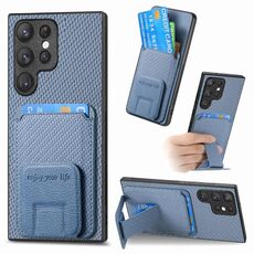 Custodia pieghevole per telefono con supporto pieghevole per Samsung Galaxy S21 Ultra 5G in fibra di carbonio (blu)