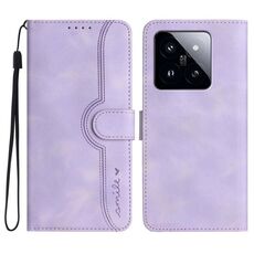 Per Xiaomi 14 Pro Custodia per telefono in pelle con motivo a cuore Skin Feel (viola)