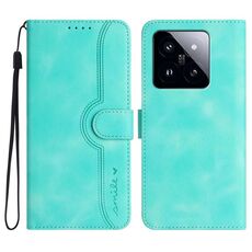Per Xiaomi 14 Pro Custodia per telefono in pelle con motivo a cuore Skin Feel (azzurro)