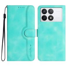 Per Xiaomi Redmi K70 Custodia in pelle con motivo a cuore Skin Feel (azzurro)