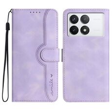 Per Xiaomi Redmi K70E Custodia in pelle con motivo a cuore Skin Feel (viola)