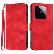 Custodia per telefono in pelle con motivo Skin Feel per Xiaomi 14 Pro Line (rossa)
