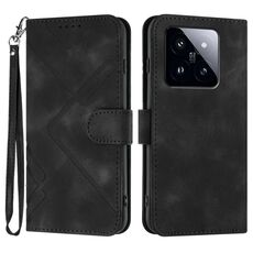 Custodia per cellulare in pelle con motivo Skin Feel per Xiaomi 14 Pro Line (nera)