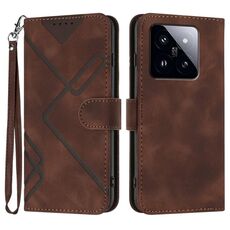 Custodia per telefono in pelle con motivo Skin Feel per Xiaomi 14 Pro Line (caffè)