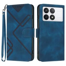 Per Xiaomi Redmi K70 Custodia in pelle con motivo a linee Skin Feel (blu reale)