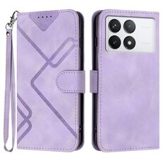 Per Xiaomi Redmi K70 Custodia in pelle con motivo a linee Skin Feel (viola chiaro)