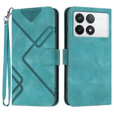 Per Xiaomi Redmi K70 Custodia in pelle con motivo a linee Skin Feel (azzurro)