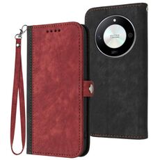 Custodia per cellulare in pelle con cinturino a doppia piega con fibbia laterale per Honor X50 / X9b (Rosso)
