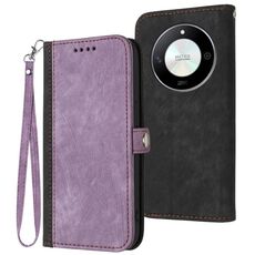 Custodia per cellulare in pelle con cinturino a doppia piega con fibbia laterale per Honor X50 / X9b (viola)