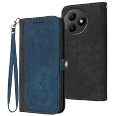 Custodia per telefono in pelle con cinturino a doppia piega con fibbia laterale per Honor X50i+ (Royal)
