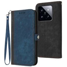 Per Xiaomi 14 Pro Custodia per telefono in pelle con cinturino a doppia piega con fibbia laterale (blu reale)
