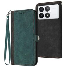 Per Xiaomi Redmi K70 Custodia per cellulare in pelle con fibbia laterale doppia piega (verde scuro)